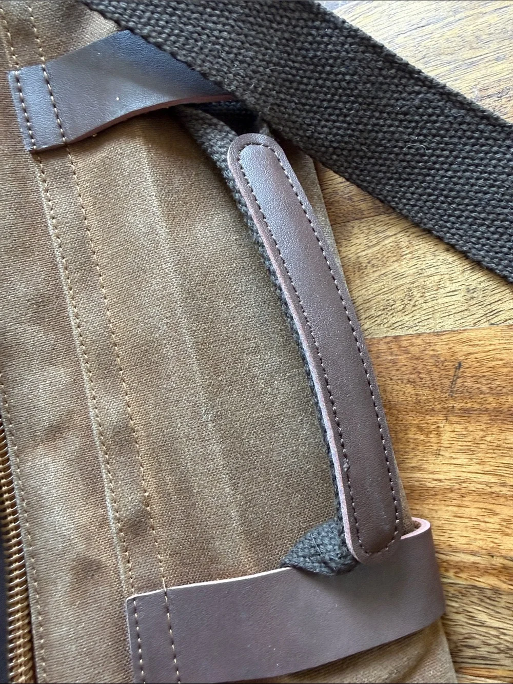 Men's Brown Canvas Messenger Bag with faux Leather Straps